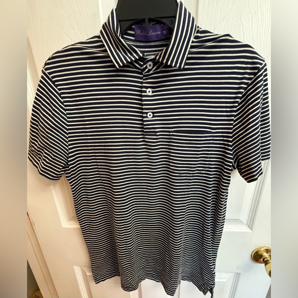 Ralph Lauren Purple label Striped Cotton Jersey Polo Shirt Small